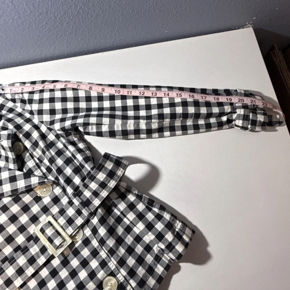 Lauren Ralph Lauren Jacket Women Petite P Black Excellent Gingham Belted Cotton